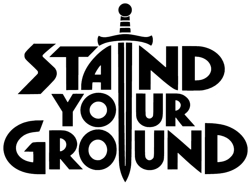 Vinyl decal with sword icon and stacked Stand Your Ground lettering
