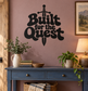 Built for the Quest vinyl decal with sword icon, black lettering
