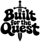 Built for the Quest vinyl decal close-up with sword graphic and bold black text