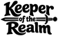 Keeper of the Realm vinyl decal: bold black text with sword-like bar and hilt graphic