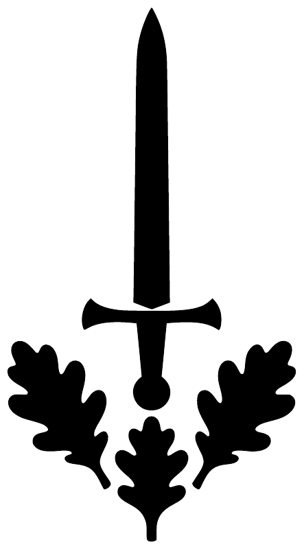 Black arming sword oak crest vinyl decal silhouette