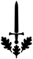 Black arming sword oak crest vinyl decal silhouette