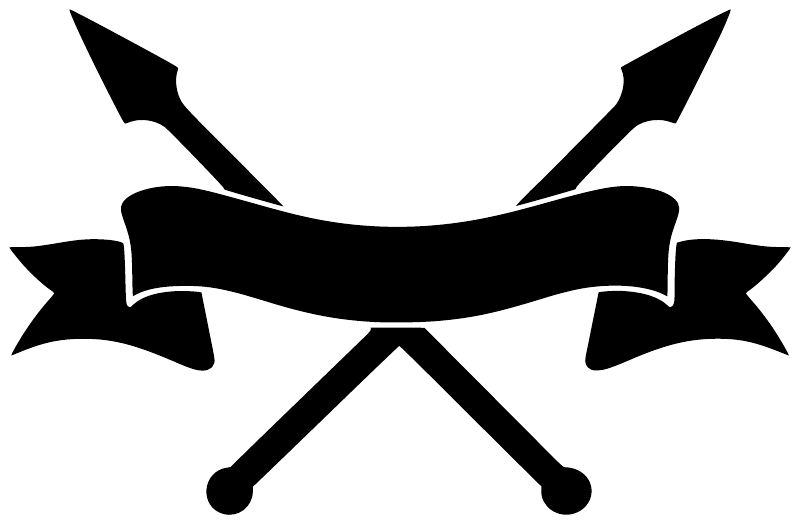 Twin spear pennant vinyl decal graphic with crossed spears and banners