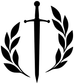 Black sword and laurel wreath vinyl wall decal silhouette