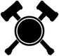 Crossed hammer guard vinyl decal with black hammers and white circular ring