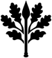 Black oak tree and spear crown vinyl decal silhouette