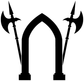 Black arched gateway vinyl decal with twin halberds on both sides