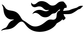 Mermaid vinyl decal, black silhouette with flowing hair and tail