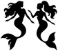 Mermaid vinyl decal with two black mermaid silhouettes facing each other