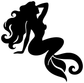 Black mermaid vinyl decal silhouette with flowing hair and tail