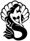 Black mermaid vinyl decal with halo shell and curly tail silhouette
