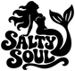 Mermaid and waves vinyl decal, black silhouette with Salty Soul lettering