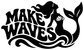 Black mermaid vinyl decal with “Make Waves” lettering and flowing wave lines