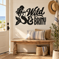 Black Wild & Briny mermaid vinyl decal displayed on a wall