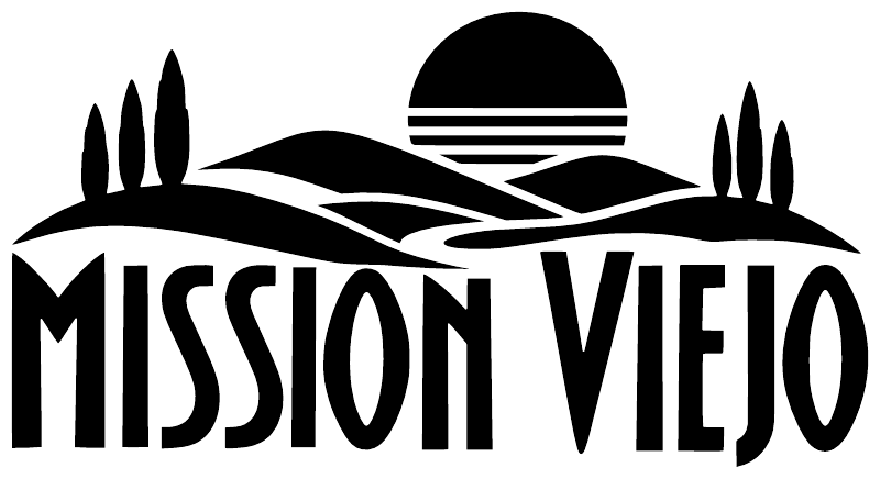Mission Viejo rolling hills vinyl logo decal with large black wordmark on white background