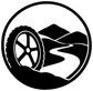 Bicycle crest vinyl decal close-up, white-and-black circular logo with tire and frame