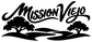 Mission Viejo vinyl decal in black script with tree silhouettes and wavy road