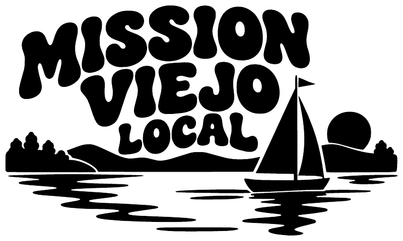 Black vinyl decal reading 'Mission Viejo Local' with sailboat and skyline