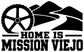 Black and white vinyl decal design with wheel, mountains, and HOME IS MISSION VIEJO text