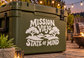 Vinyl decal for Mission Viejo State of Mind with trees, river, and bold lettering