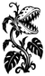 Close-up black monster flower vinyl decal with spotted mouth and split leaves