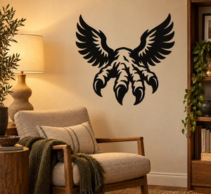 Winged hand emblem vinyl decal with black wings and clawed hand