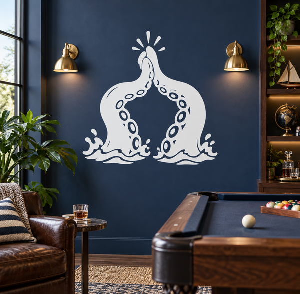 Tentacle high-five vinyl decal with white hand and looping tentacles
