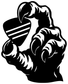 Black monster-hand guitar pick vinyl decal, bold silhouette