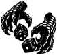 Black monster hands holding dice vinyl decal, isolated vector style (MonsterHandCX012)