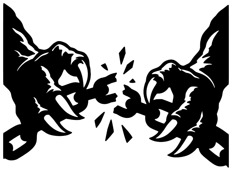 Claw Breaking Chain vinyl decal, black claw hands with burst in center MonsterHandCX013