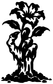 Black zombie hand flower vinyl decal silhouette, isolated on white