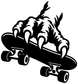 Black and white monster-hand skateboard vinyl decal