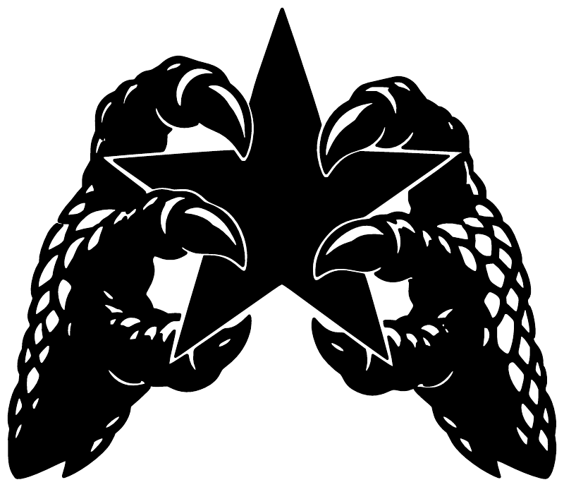 Black scaled-hand star vinyl decal with hands facing a central star