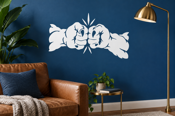 White two monster hands fist bump vinyl wall decal