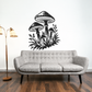 Black woodland mushroom cluster wall decal
