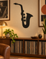 Black saxophone silhouette vinyl wall decal