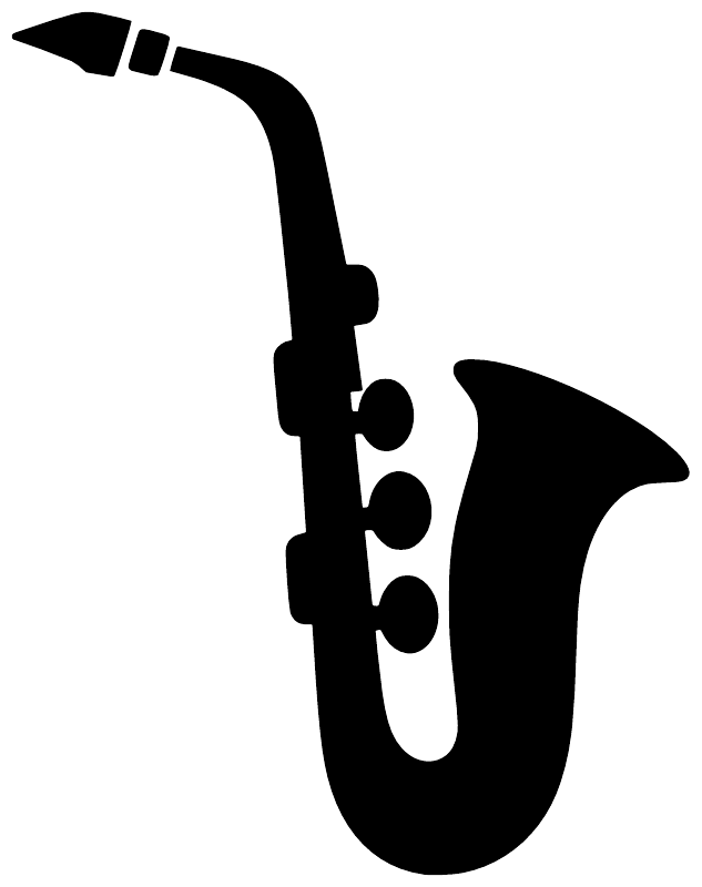 Black saxophone silhouette vinyl decal close-up