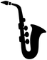 Black saxophone silhouette vinyl decal close-up