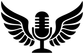 Black microphone with wings vinyl decal, centered