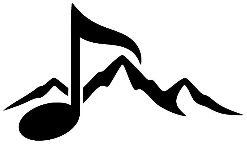 Black music note and mountain ridge vinyl wall decal design