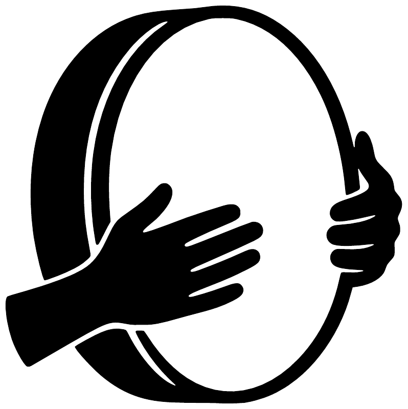 Black and white hand drum silhouette vinyl decal with hands over drum