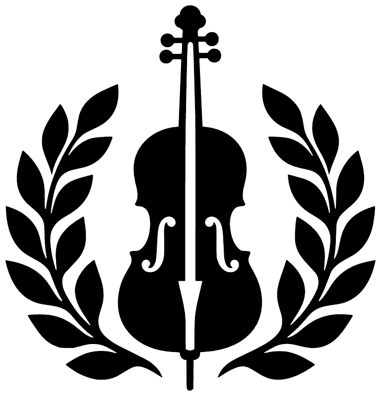 Black violin vinyl decal with symmetrical laurel leaf wreath