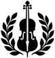 Black violin vinyl decal with symmetrical laurel leaf wreath