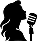 Black singer silhouette vinyl decal close-up with handheld microphone