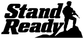 Stand Ready vinyl decal in black, bold text and soldier with rifle