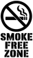 Smoke Free Zone vinyl decal close-up: no smoking circle slash and bold stacked text