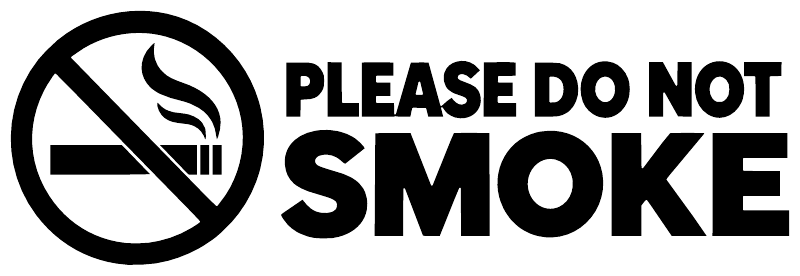 No smoking vinyl decal icon with crossed cigarette symbol and 'PLEASE DO NOT SMOKE' text