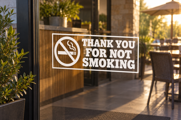 Smoking corner frame vinyl decal with “Thank You For Not Smoking” message
