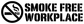 No-smoking vinyl decal with crossed sign and SMOKE FREE WORKPLACE wide lettering