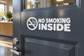 No Smoking Inside horizontal vinyl decal with circular no-smoking symbol and white text